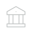 Grey icon of a building featuring a prominent pillar in the foreground.